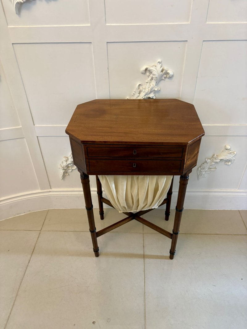 Antique Georgian Mahogany Lamp / Work Table With Removable Sewing Basket - Image 2